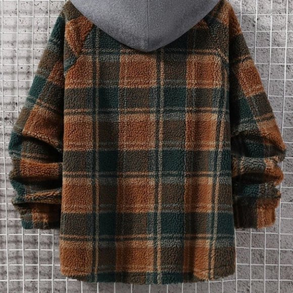 Brown Mens Plain Hooded Overcoat - Picture 2 of 4